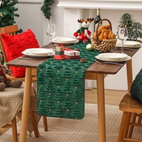 Chemin de table de Noël moelleux, motif sapin de Noël, décorations en peluche douillettes, motif étoile, pour les fêtes de fin d'année à la maison