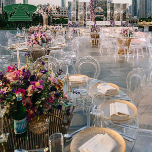 Base en acier inoxydable pour mariage, table de banquet en or pour événement, table en verre pour mariage - Product Image 4