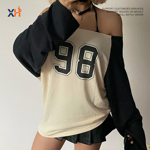 เสื้อยืดคอกลมแขนสั้นทรงเข้ารูป ระบายอากาศดี พิมพ์ลายตัวอักษรเดียว ตัดเย็บด้วยสีตัดกัน ดีไซน์ใหม่สำหรับฤดูร้อน พร้อมโลโก้สั่งทำพิเศษ - Product Image 3