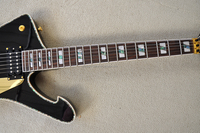 Black Unusual Shaped Electric Guitar Rosewood Fretboard Double Rock Bridge Gold Hardwares