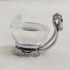 هدايا تذكارية لمعمودية الأطفال من سبائك الزنك كريستال عربة أطفال مع صندوق هدايا للتعميد هدايا استحمام الطفل - Product Image 2