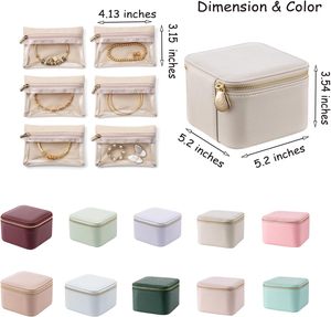 Colorful PU Leather Luxury Zipper Lightweight Handmade Jewelry <b>Box</b> Organizer Portable Travel Case for Rings Pendants <b>Earrings</b> - Product Image 2