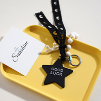 Miu sac breloque noir et blanc miroir breloque blanc coeur noir H dentelle sangle pendentif porte-clés ornement