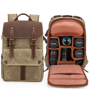 Mochila Multifuncional de Gran Capacidad para Cámara DSLR, Impermeable, de Lona Encerada, para Fotografía y <span class=keywords><strong>Video</strong></span> - Product Image 4
