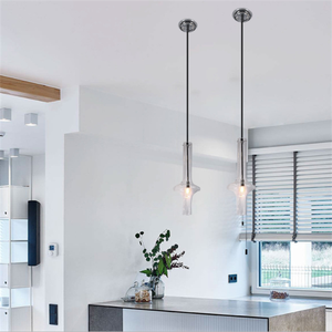 Art Creative Design Lampes d'intérieur Lampe à <span class=keywords><strong>suspension</strong></span> moderne en tube de <span class=keywords><strong>verre</strong></span> clair soufflé à la main Lampe suspendue à LED pour salle d'exposition Restaurant - Product Image 5