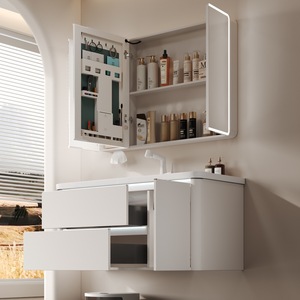 Bathroom cabinet ceramic integrated basin thickened stainless steel honeycomb aluminum bathroom cabinet - Product Image 3