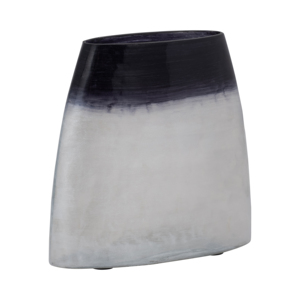 Vaso in vetro arrotondato contemporaneo con finitura sfumata delicata per soggiorno, vaso decorativo per fiori - Product Image 2