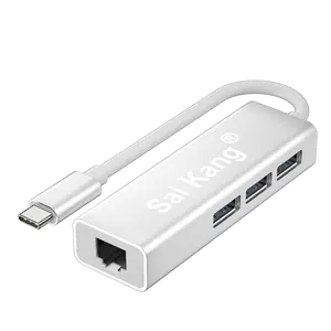 محول متعدد الوظائف 4 في 1 Usb3.0 5gbps 4k 30hz Hd-mi Rj45 Gbe, توزيع الطاقة 100w محول 4 منافذ مركز نوع C محطة الإرساء