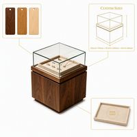 Vitrine de présentation de bijoux en bois personnalisée avec couvercle en verre, présentoir sur piédestal pour magasin de bijoux, vente en gros