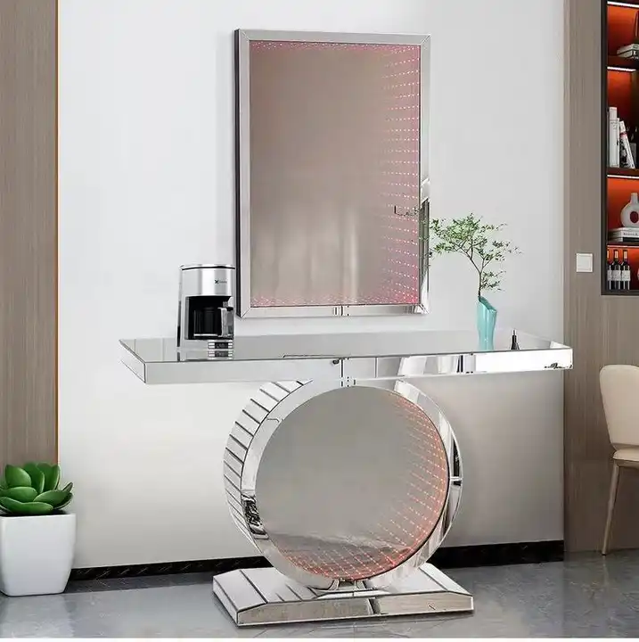 mesa de consola nórdica moderna de lujo hecho a mano italiana 3d espejo de  vidrio pasillo consola mesa con conjunto de espejo de pared