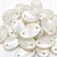 Boutons ovales à deux trous en coquille de rivière blanche, boutons plats à deux trous pour la décoration de vêtements