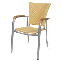 Chaises de café de jardin en aluminium d'accoudoir de café extérieur de restaurant en osier léger de rotin
