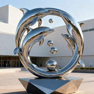 Dengan desain yang dipoles, lumba-lumba baja tahan karat kami untuk fitur air yang memikat di taman Anda - Product Image 2