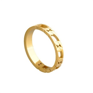 Fashion Minimalist Jewelry <b>Finger</b> <b>Ring</b> Gold Plated Stainless Steel Hollow Link Chain <b>Rings</b> for Women - Product Image 4