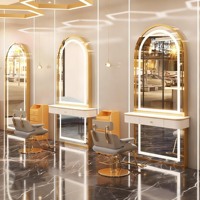 Miroir de Salon LED en Verre pour Coiffeur, sur Pied ou Mural, Spécial Coiffure, Permanente et Coloration pour Barbier