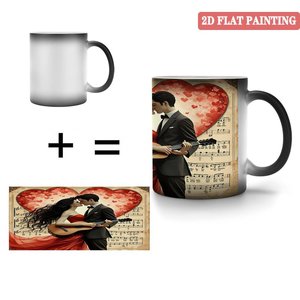 Mug en céramique sensible à la chaleur, noir givré, 11 oz, tasse à café vierge pour sublimation - Product Image 4