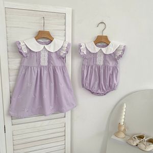 Conjunto de Verano 2026 para Niñas, Vestido y Romper con Lazo, Encaje y Mangas con Volantes, Estilo Princesa - Product Image 4