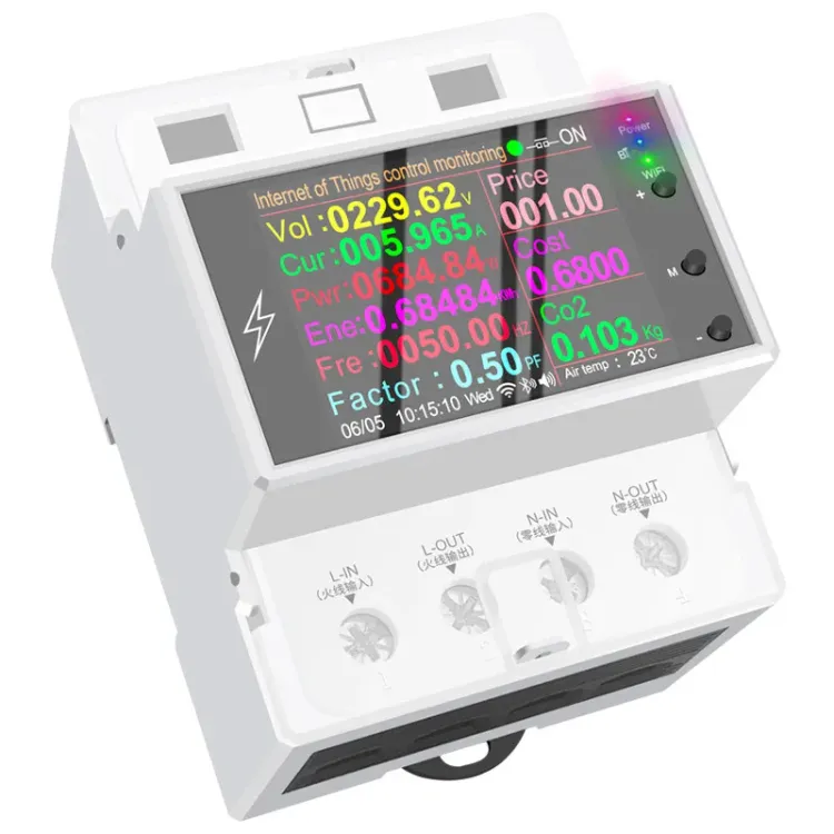 AT4PW 100A Tuya WIFI Din Rail Smart Switch Control remoto AC 220V 110V Digital Power Energy Volt Amp Kwh Medidor de factor de frecuencia