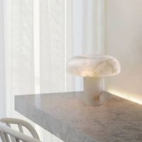 Lampe de table en albâtre au design moderne, source de lumière LED, abat-jour en pierre, intensité réglable, écologique, pour chambre à coucher, salon, bureau ou hall d'entrée
