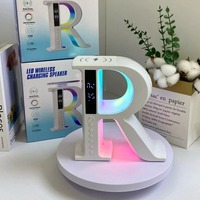 Enceintes Bluetooth avec chargeur sans fil, mini enceinte portable, lampe d'ambiance colorée, lumière de nuit multifonctionnelle RGB