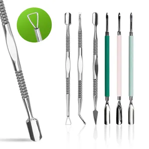 Nail Kit V Shape Pusher Salon Quality Stainless Steel Durable Professional Manicure Pedicure Silver Nail Cleaner Cuticle Pusher