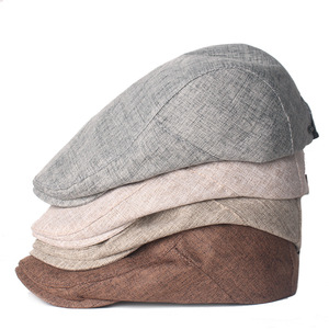 Chapeau avant en coton et chanvre Casquette rétro simple pour homme Béret jeunesse artistique d'automne - Product Image 1