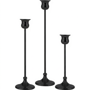 <b>Black</b> Iron Handmade Luxury Taper Candle Holder Set Vintage <b>Candlestick</b> Stands Decorative Centerpiece for Wedding Home Decor - Product Image 1