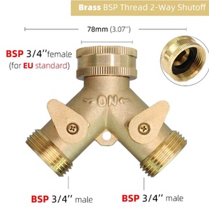 ข้อต่อสายยางรดน้ำสวน BSP หรือ NPT ขนาด 3/4 นิ้ว 16 มม. ตัวแยกสายยาง 2 ทาง ข้อต่อทองเหลือง ตัวแยกก๊อกน้ำแบบ Y ตัวแยก 2 วาล์ว - Product Image 2