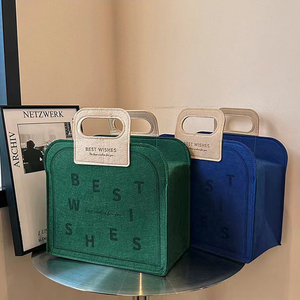 Bolsa de <span class=keywords><strong>Compras</strong></span> de Fieltro Ecológica con Logotipo Personalizado al por Mayor, Bolsa de Regalo Personalizada para Festivales y Navidad, Bolso de Mano de Fieltro - Product Image 5
