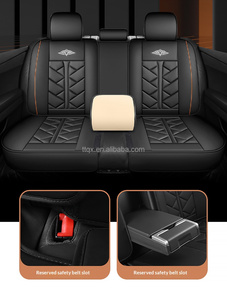 Fundas de Asiento de Coche de Cuero Nappa Rojo de Moda, con Delicadas Costuras en Forma de Rombo, Universales para 5 Plazas, Compatibles con Citroën C3, <span class=keywords><strong>C4</strong></span>, C-Elysée, Aircross - Product Image 6