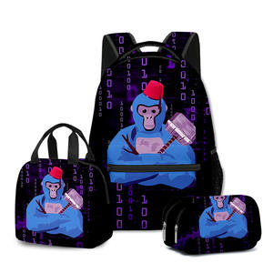 Estilo <span class=keywords><strong>de</strong></span> moda Nuevo juego Mochila <span class=keywords><strong>de</strong></span> <span class=keywords><strong>gorila</strong></span> <span class=keywords><strong>de</strong></span> dibujos animados con cierre <span class=keywords><strong>de</strong></span> cremallera Bolsa <span class=keywords><strong>de</strong></span> almuerzo <span class=keywords><strong>de</strong></span> poliéster impermeable y conjunto <span class=keywords><strong>de</strong></span> estuche <span class=keywords><strong>de</strong></span> lápices - Product Image 3