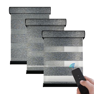 Electric Zebra <strong>Roller</strong> Shade Remote Window Curtains <strong>Blinds</strong> <strong>Grey</strong> Sheer Layer <strong>Roller</strong> Zebra <strong>Blind</strong> - Product Image 5