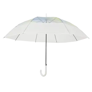 צבעוני 23 אינץ שקוף ישר מטרייה עם פלסטיק מעוקל ידית