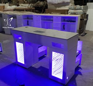 Table de <span class=keywords><strong>manucure</strong></span> moderne pour salon de beauté <span class=keywords><strong>avec</strong></span> éclairage LED et <span class=keywords><strong>aspirateur</strong></span> intégré, facile à nettoyer, idéale pour usage en centre commercial - Product Image 5