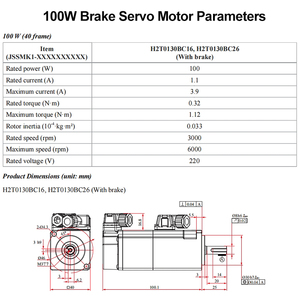 17-bit một pha 220V 100W 3000rpm phanh <span class=keywords><strong>AC</strong></span> <span class=keywords><strong>servo</strong></span> động cơ với phanh và <span class=keywords><strong>servo</strong></span> Drive Kit cho máy in 3D máy CNC - Product Image 4