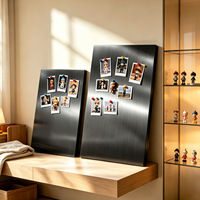 Cadre photo magnétique DIY en acier inoxydable argenté, tableau d'affichage magnétique pour réfrigérateur, arrangement de photos, décoration