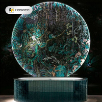 Décoration intérieure magnifique, mosaïque murale en verre artisanal, art mural, motif floral, design mural pour hôtel, mosaïque murale pour salle de bain