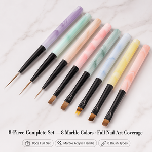 Stylo à ongles en acrylique coloré, 8 styles, pinceau liner en nylon pour dessin au gel UV, manucure DIY en salon - Product Image 3