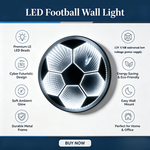 โคมไฟติดผนัง LED ลายฟุตบอลพร้อมกรอบอะลูมิเนียมดีไซน์อาร์ตเดโค สำหรับงานวันเกิด งานตกแต่งเชิงพาณิชย์ - Product Image 2