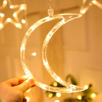 Guirlande lumineuse LED PVC étoile et lune pour la décoration de l'Aïd Moubarak 2026, idéale pour la maison, les événements islamiques et les fêtes musulmanes