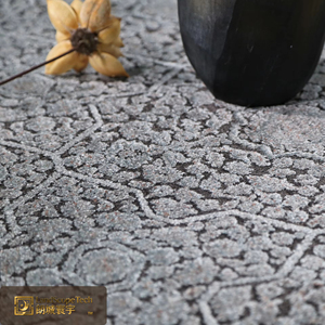 Tapis de salon LandScopeTech, style minimaliste italien, motif géométrique floral gris, doux, agréable pour la peau, anti-salissure - Product Image 1