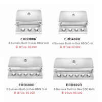 Barbecue à gaz encastré intégré en acier inoxydable pour cuisine extérieure et table de jardin