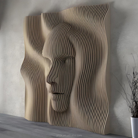 Panneau mural en bois 3D paramétrique M35, sculpture acoustique moderne en bois avec banc intégré pour la décoration commerciale des halls