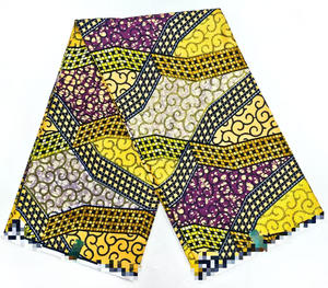 Tissus de cire dorée bio Coton africain Batik Entoilage pour chemises garçons Jupes en <span class=keywords><strong>pagne</strong></span> tissé Robes de style uni Jouets - Product Image 4
