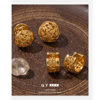 Boucles d'oreilles à clip électroplaquées style chinois vintage, or traditionnel, sensation de luxe haut de gamme, niche, automne/hiver, Ginkgo