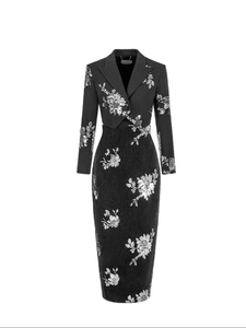 Conjunto de vestido bordado floral de lentejuelas negras de lujo, vestido de dos piezas elegante brillante para Gala/fiesta 2025 nuevo diseño de la Tz-2 - Product Image 5