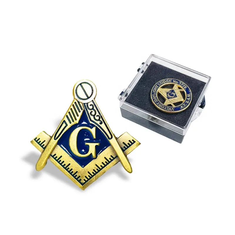 Masonic-broches masónicos con etiqueta personalizada, alfiler de Regalia masónica, color azul, antiguo temporizador