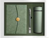 Coffret Cadeau d'Affaires Exécutif en PU pour Bureau, Personnalisé, Format A5, avec Stylo, Bouteille et Clé USB