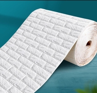 Papier Peint Mural Imperméable 3D PE Auto-Adhésif Effet Brique Mousse pour Salon