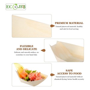 Plateau de bateau jetable <span class=keywords><strong>en</strong></span> placage de <span class=keywords><strong>bois</strong></span> naturel personnalisé pour les sushis, les amuse-gueules, les apéritifs, les aliments <span class=keywords><strong>à</strong></span> emporter, vaisselle de restauration écologique et compostable - Product Image 3
